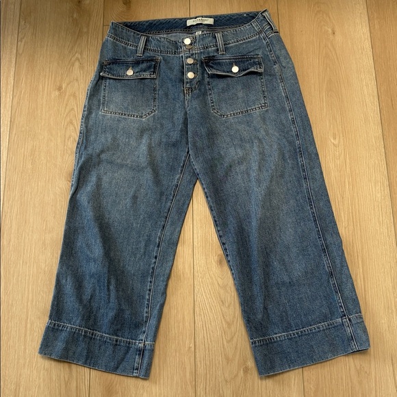 Liverpool Los Angeles Cropped Button Fly Jeans Size 8 / 29 Wide Leg - Picture 2 of 7